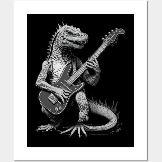 Reptile Playing a Guitar Wall Art by AI studio